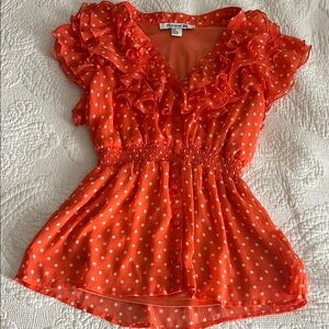 5/$25 Forever 21 Orange Polka Dot Blouse